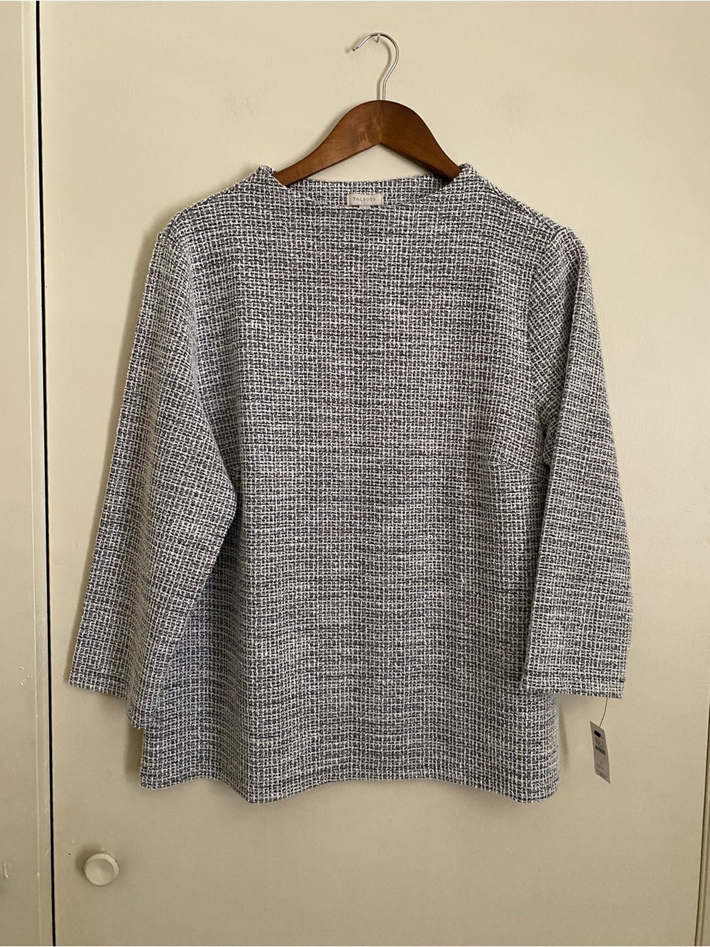 Talbots Black and White Tweed-Texture Top NWT